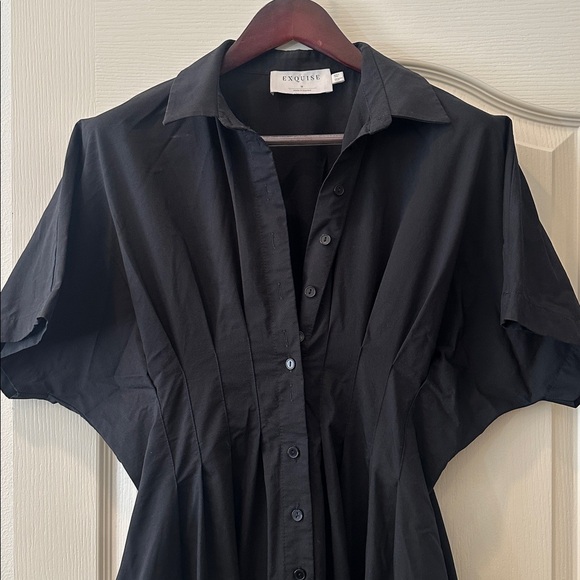 Anthropologie Black Button-Down Midi Dress - Picture 4 of 6